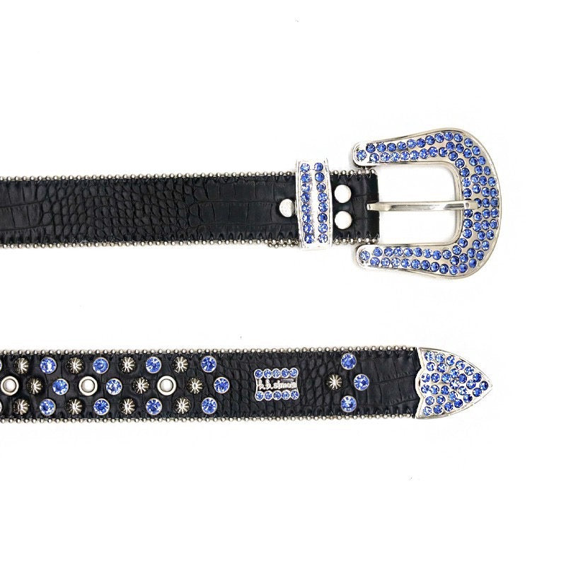 Guangzhou Rhinestone Belt Women's Belt Men's Inlaid Alloy Pin Buckle Hip-Hop Punk Personality All-Match Slim-Fit