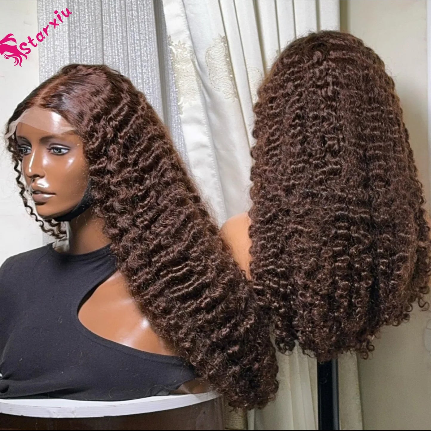 Long Deep Wave Black Wig – Voluminous Curly Style