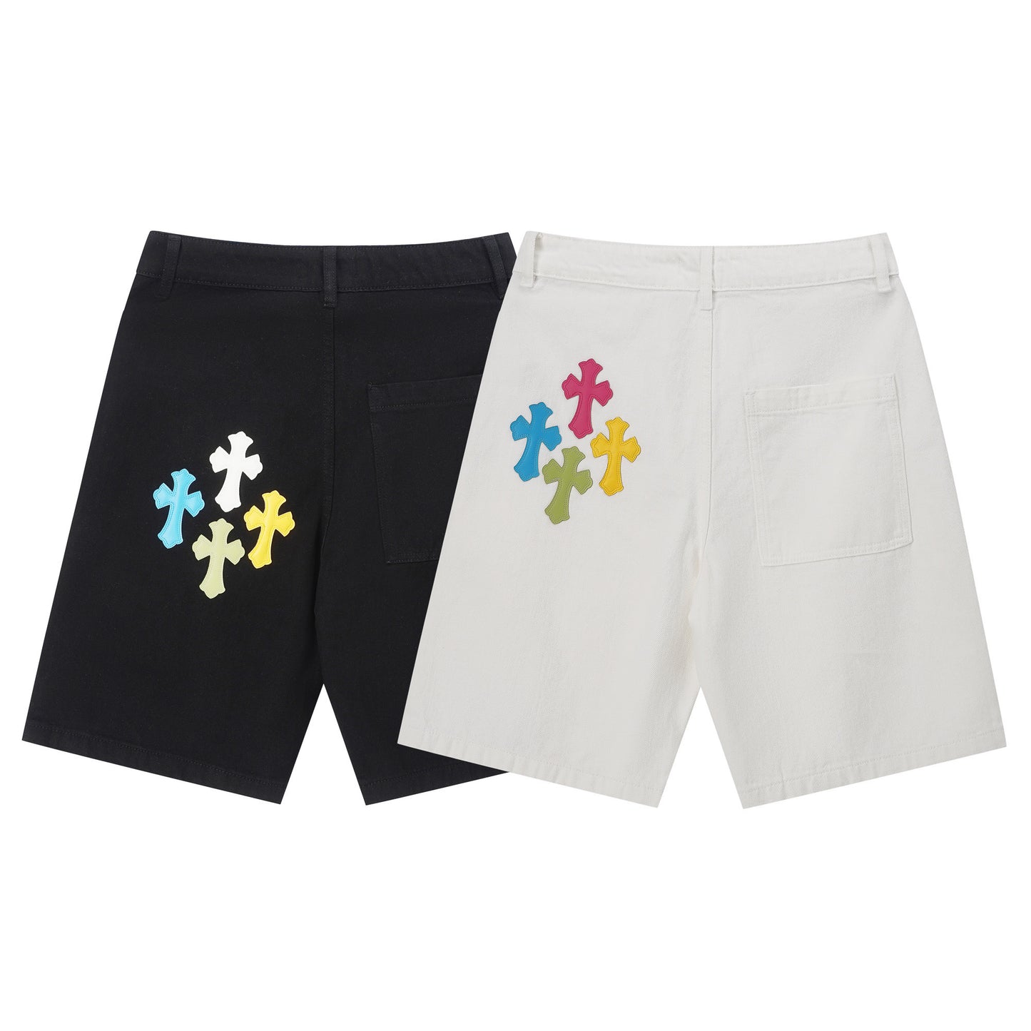 Chrome Hearts Cross Patch Distressed Denim Shorts