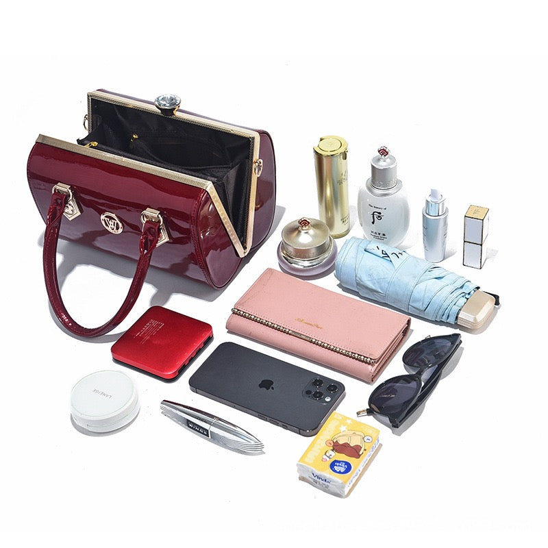 Luxe Gold Gloss Structured Handbag