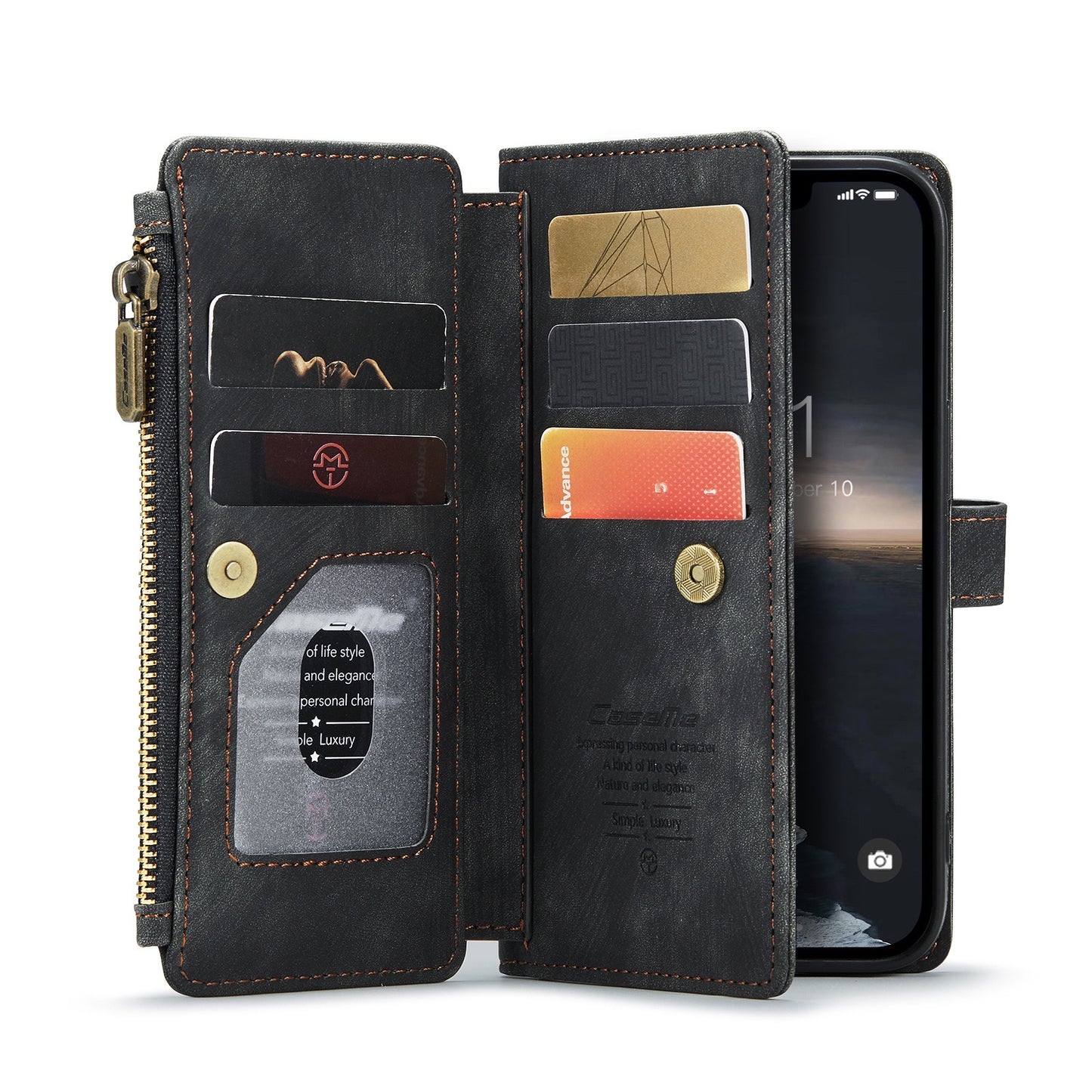 CaseMe Light Luxury Multi-Card Slot Phone Case for Samsung s23/s23plus/s23ultra Bracket Leather Case
