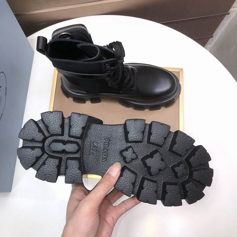 Prada Monolith Black Leather Chelsea Boots