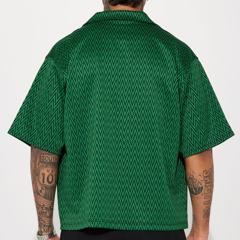 2026 Amazon European and American Printed Short-Sleeved Shirt Men's Summer New Casual Loose Top Shirt
