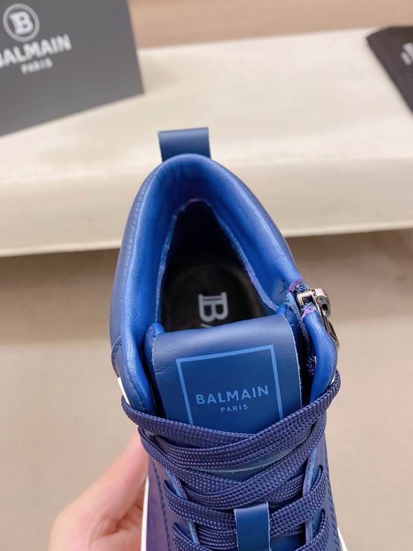 Navy Embossed High-Top Sneakers on Display