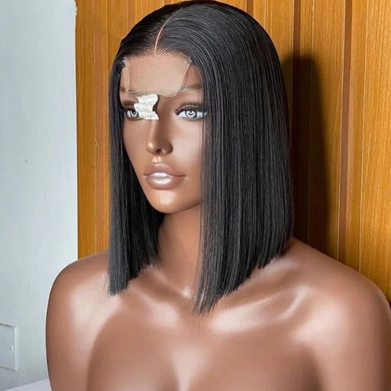 12A Human Hair 2*6 Closure Kim Bob Straight Wig 200% Density