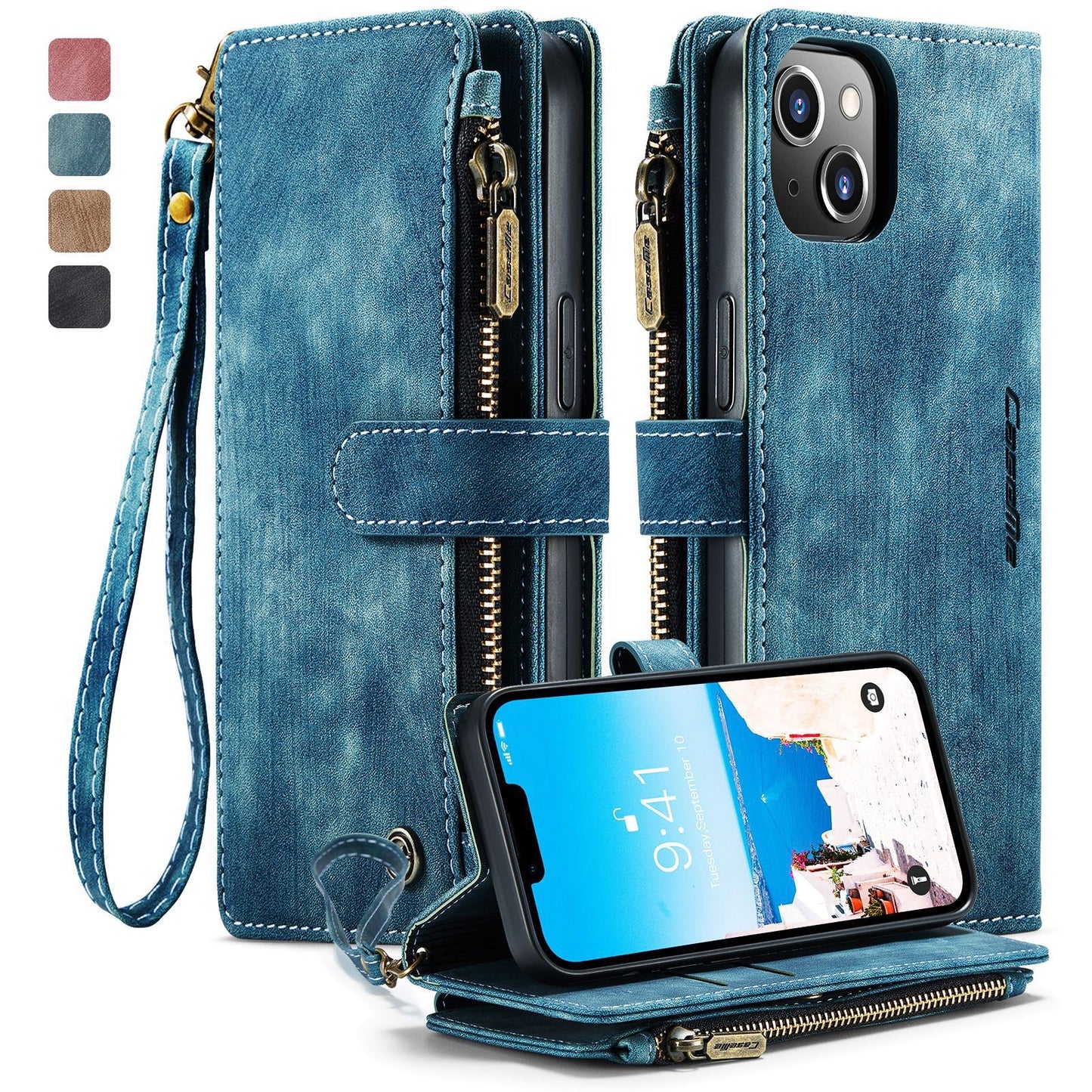 CaseMe Light Luxury Multi-Card Slot Phone Case for Samsung s23/s23plus/s23ultra Bracket Leather Case
