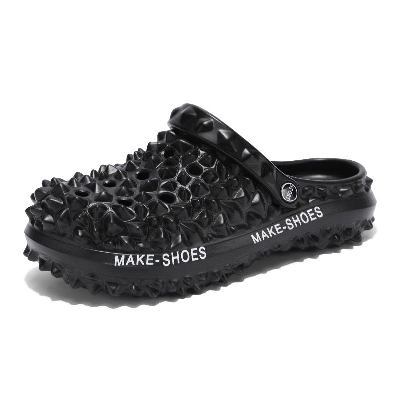 Spiked Cream Slip-On Clogs