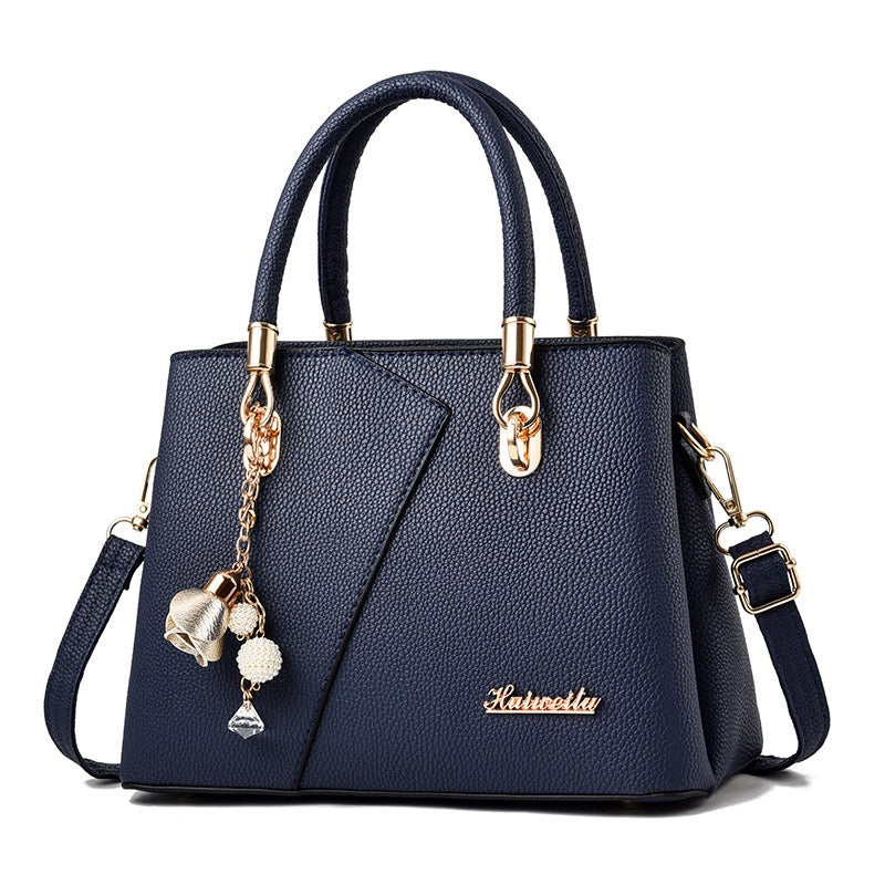Women’s Leather Handbag with Gold Accents