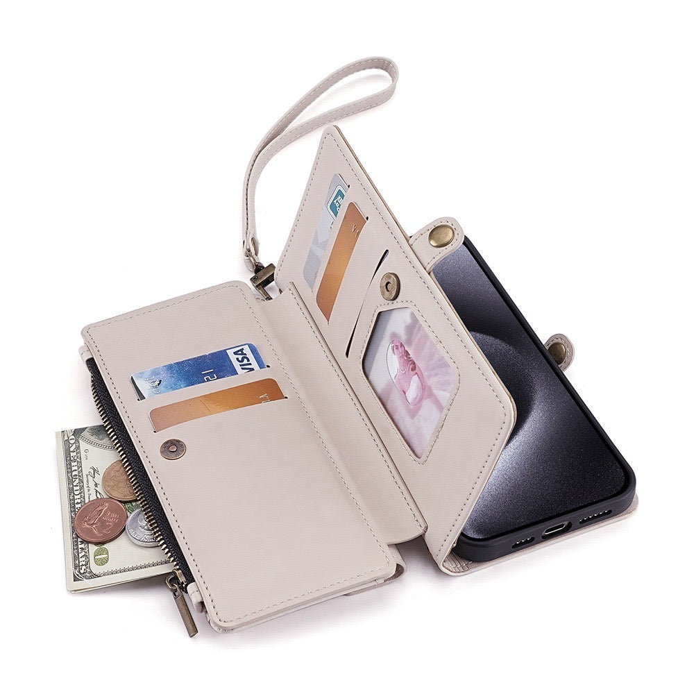 CaseMe Light Luxury Multi-Card Slot Phone Case for Samsung s23/s23plus/s23ultra Bracket Leather Case
