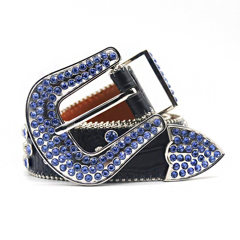 Guangzhou Rhinestone Belt Women's Belt Men's Inlaid Alloy Pin Buckle Hip-Hop Punk Personality All-Match Slim-Fit