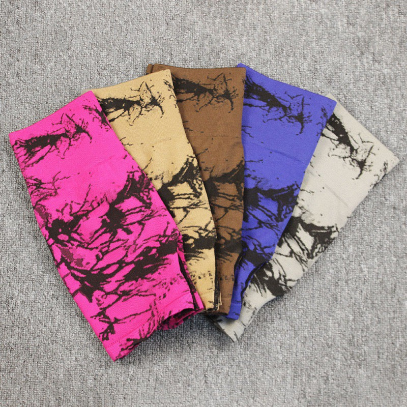 Pink Marble High-Waisted Athletic Shorts SShopoza