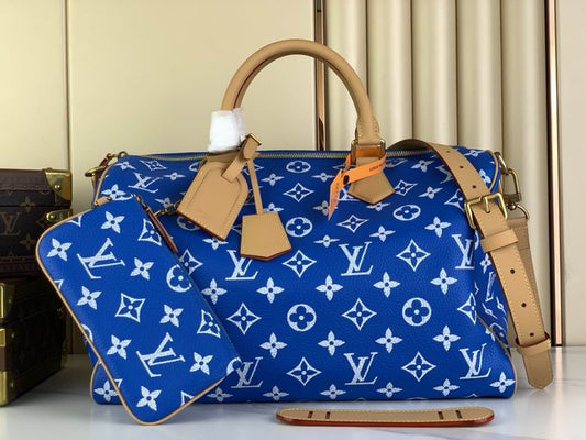 Louis Vuitton Keepall Bandoulière 50 Blue Monogram Set