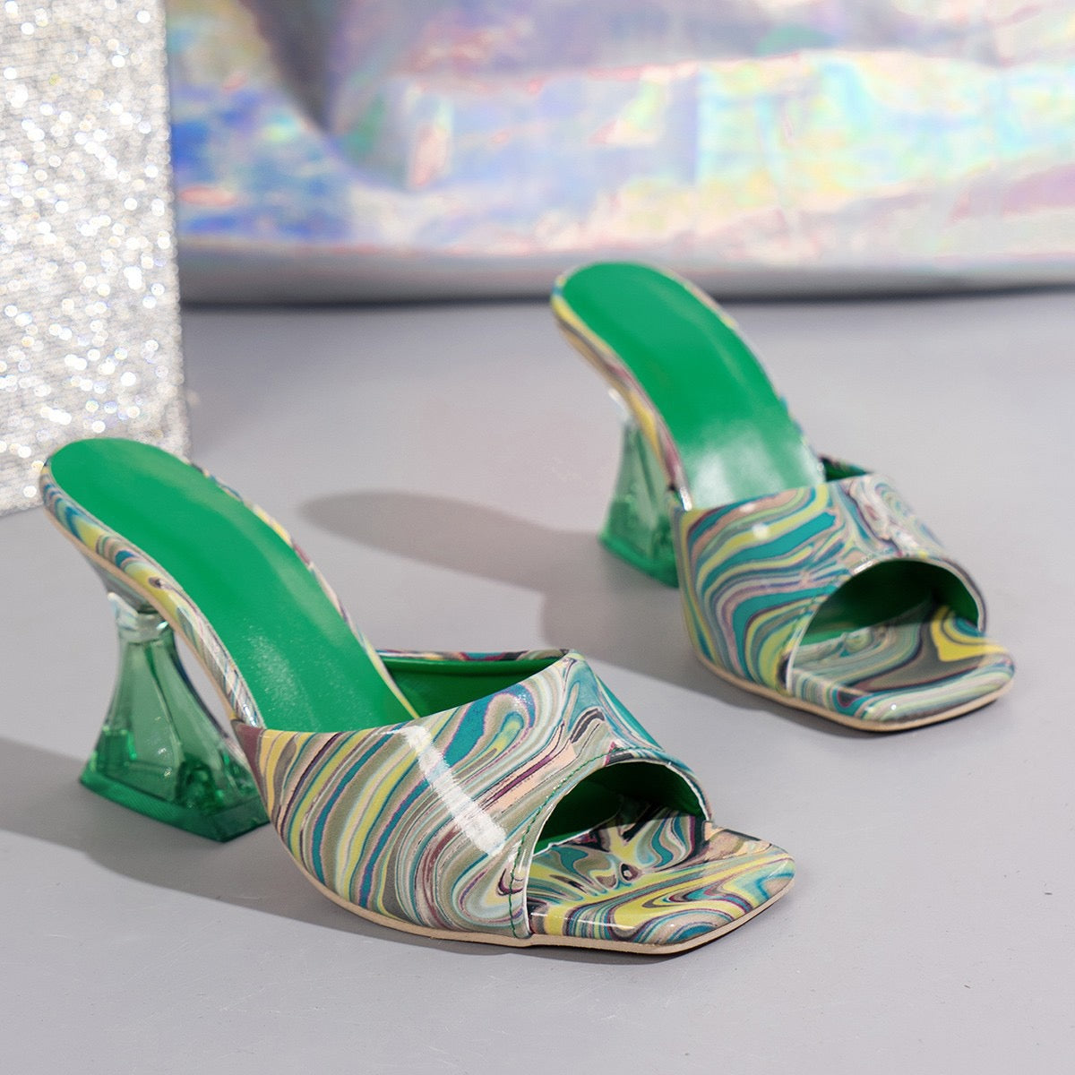 Marbled Multicolor Open-Toe Mules ( fille )
