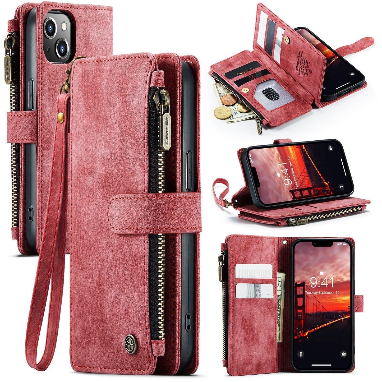 CaseMe Light Luxury Multi-Card Slot Phone Case for Samsung s23/s23plus/s23ultra Bracket Leather Case