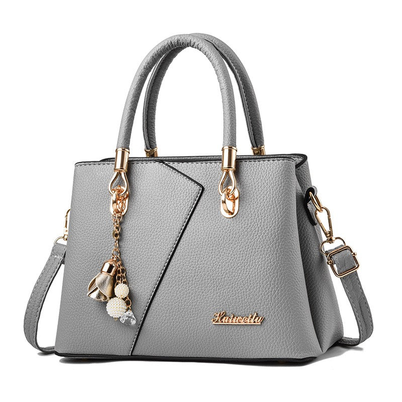 Women’s Leather Handbag with Gold Accents