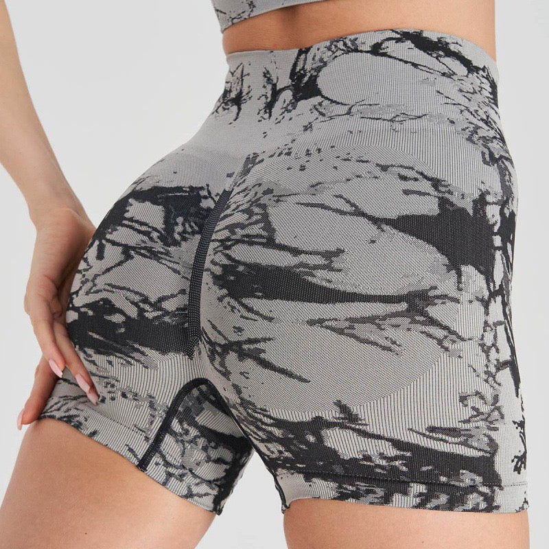 Pink Marble High-Waisted Athletic Shorts SShopoza