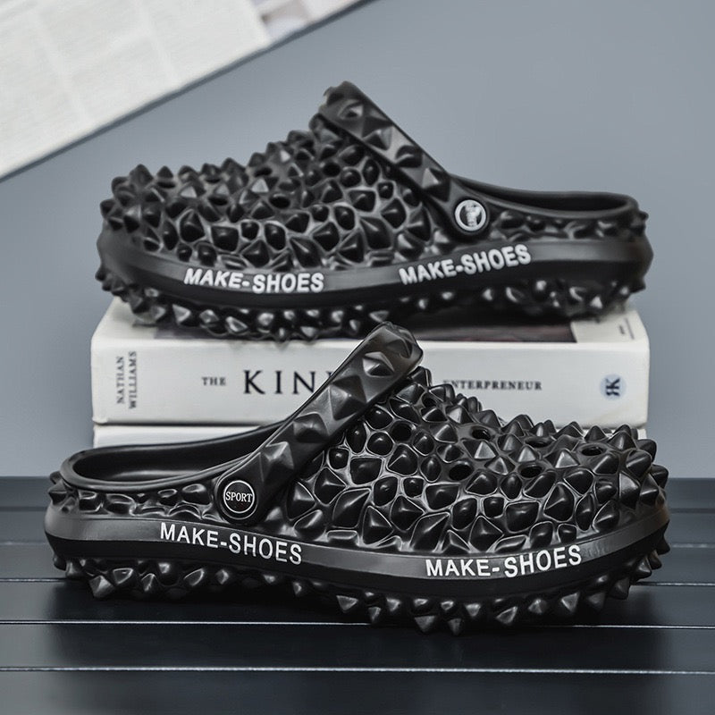 Spiked Cream Slip-On Clogs