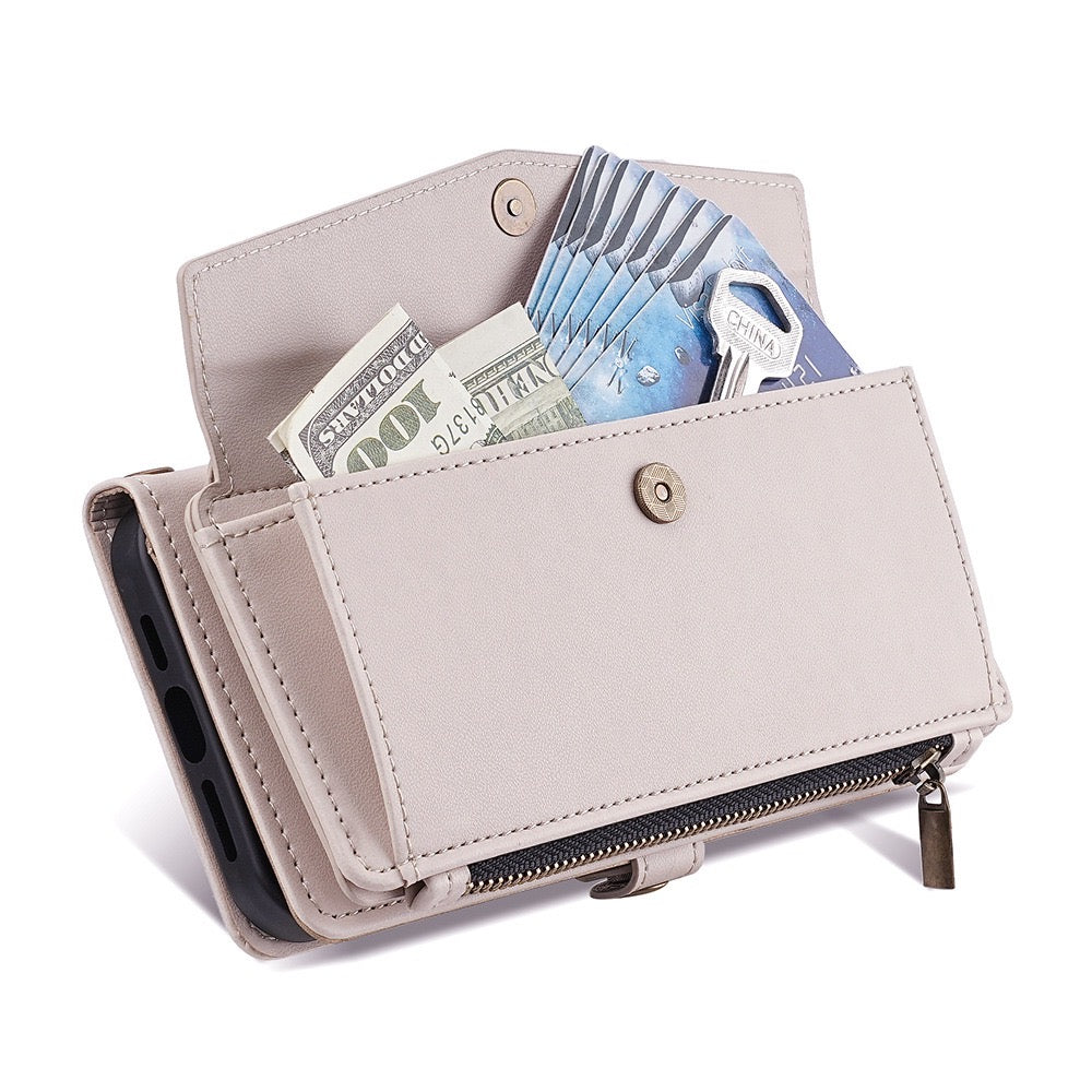 CaseMe Light Luxury Multi-Card Slot Phone Case for Samsung s23/s23plus/s23ultra Bracket Leather Case