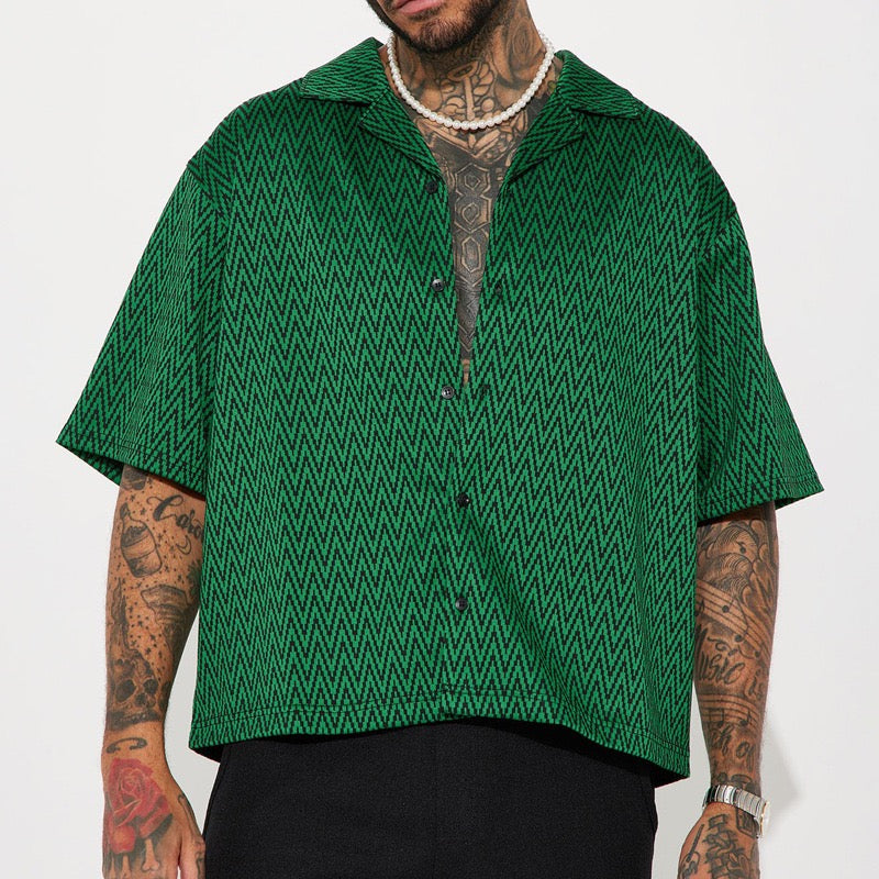 2026 Amazon European and American Printed Short-Sleeved Shirt Men's Summer New Casual Loose Top Shirt