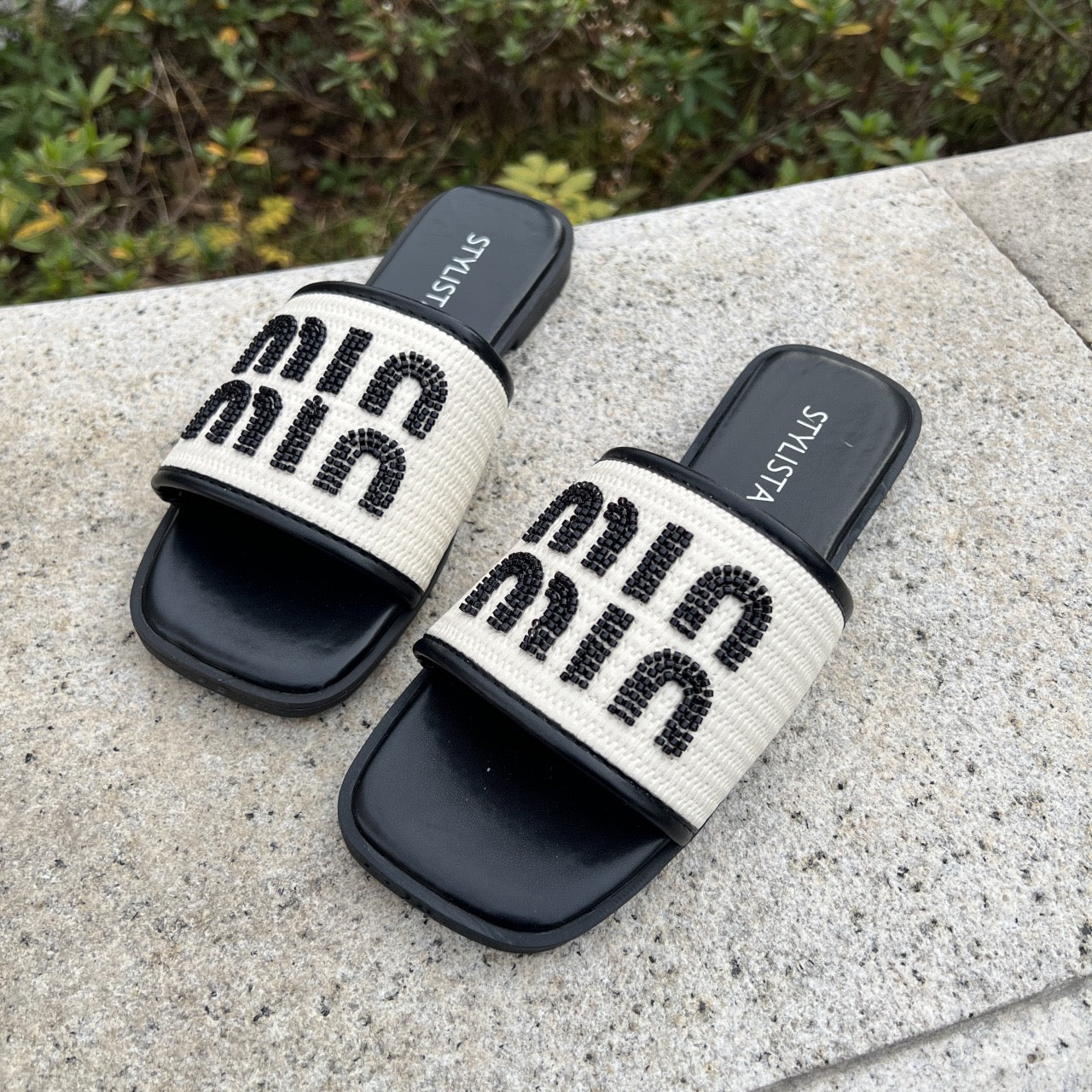 SYLISTA Woven Sandals with Beaded Strap