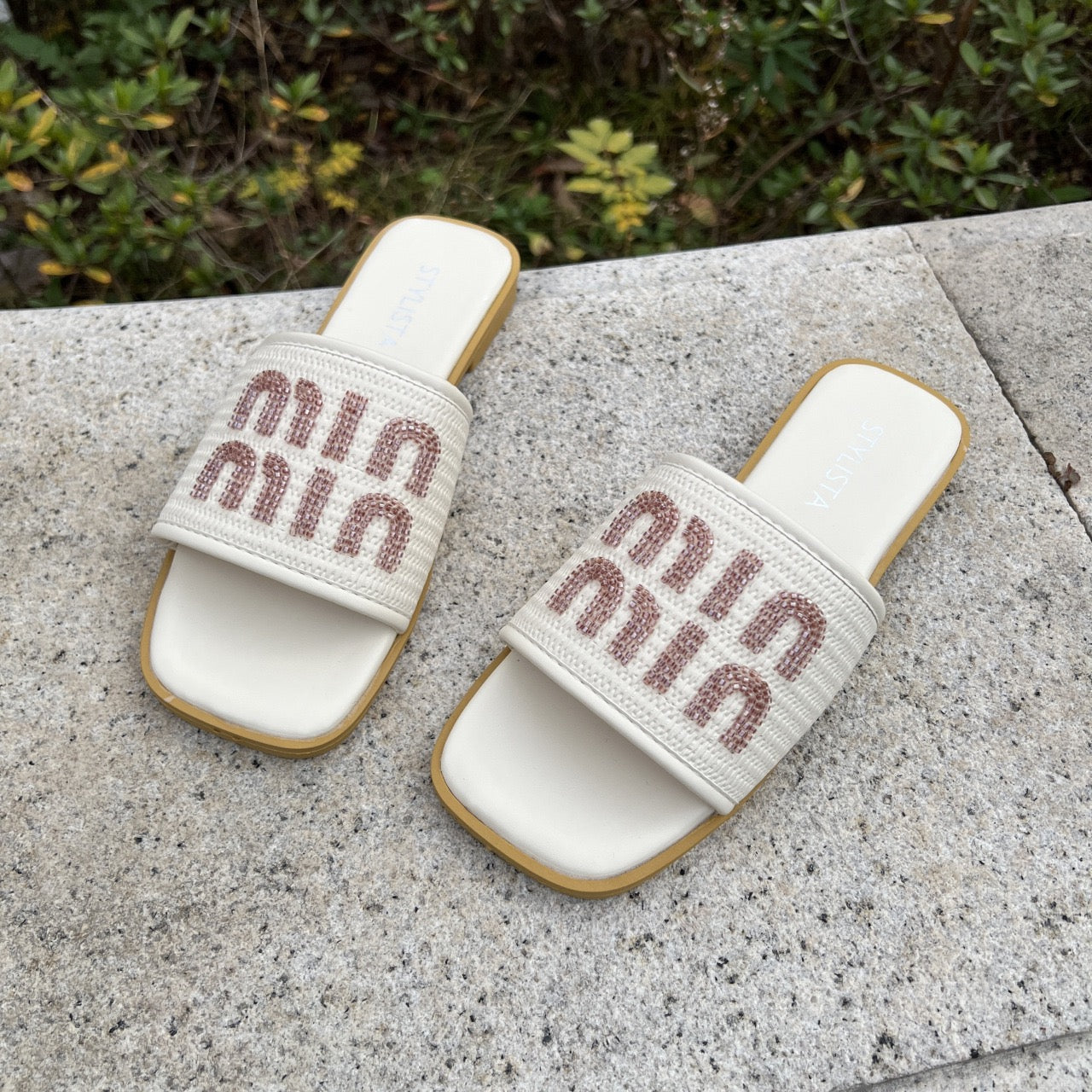 SYLISTA Woven Sandals with Beaded Strap