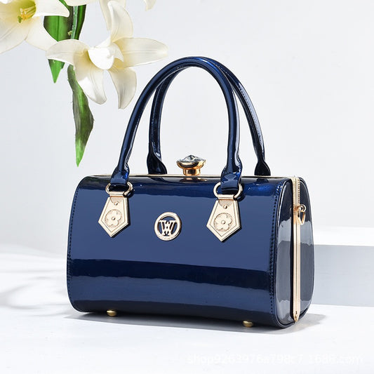 Luxe Gold Gloss Structured Handbag