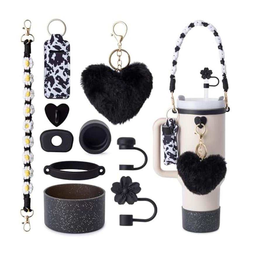 Pink & Floral Tumbler Accessory Set