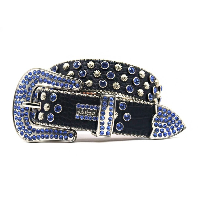 Guangzhou Rhinestone Belt Women's Belt Men's Inlaid Alloy Pin Buckle Hip-Hop Punk Personality All-Match Slim-Fit