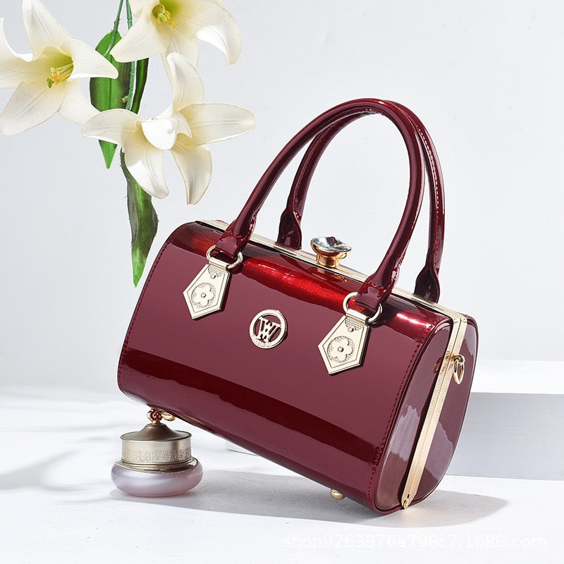 Luxe Gold Gloss Structured Handbag