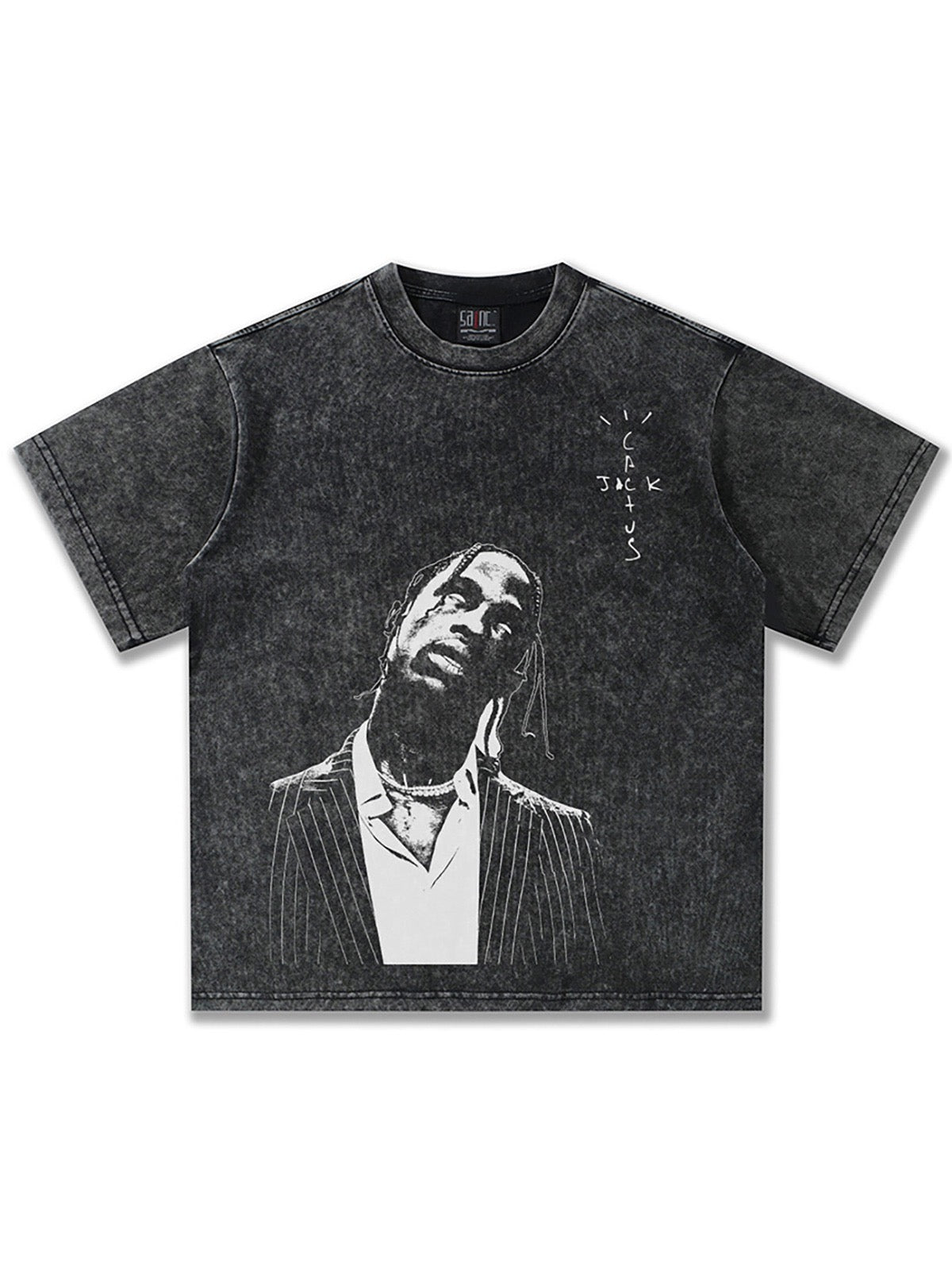 2026 Cross-border Summer Travis Scott American Short-sleeved Heavy Men's T-shirt Direct Injection Printed Short-sleeved Men's