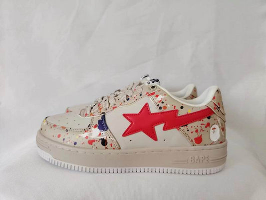 BAPE Bapestar Paint Splatter Beige with Red Stars