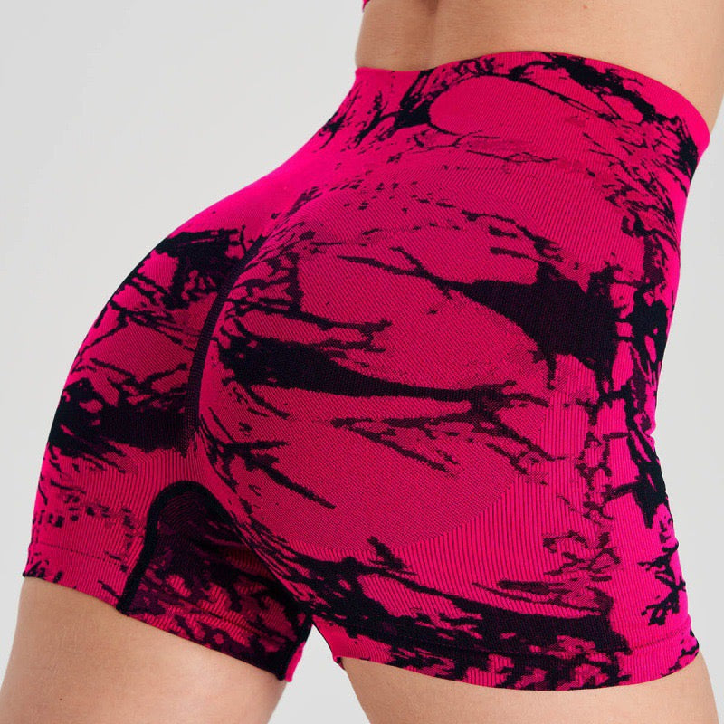 Pink Marble High-Waisted Athletic Shorts SShopoza