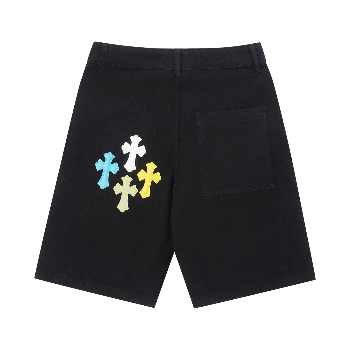 Chrome Hearts Cross Patch Distressed Denim Shorts