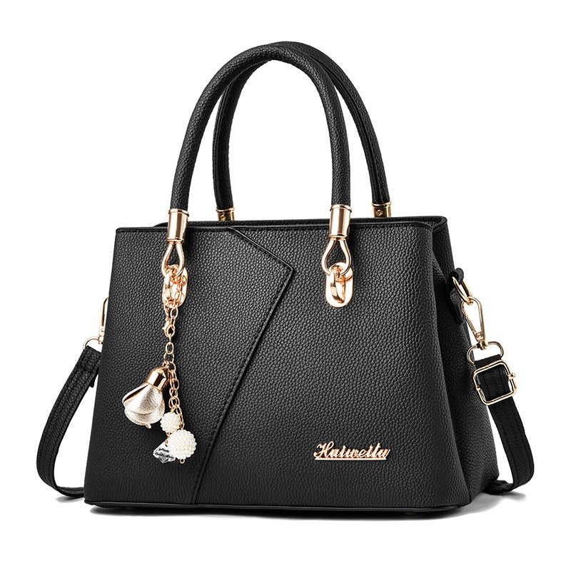 Women’s Leather Handbag with Gold Accents
