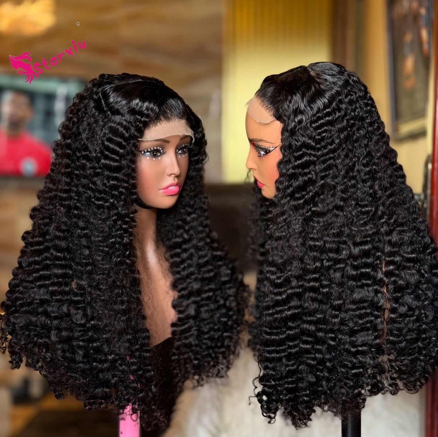 Long Deep Wave Black Wig – Voluminous Curly Style