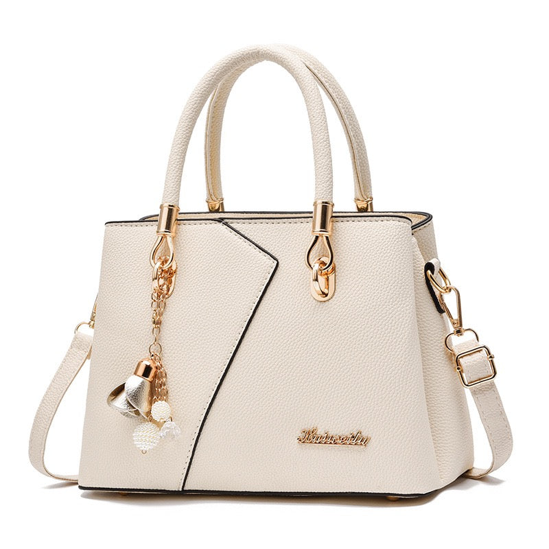 Women’s Leather Handbag with Gold Accents