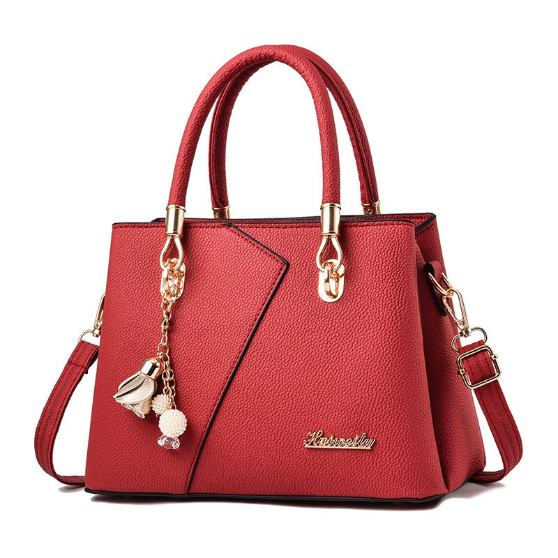Women’s Leather Handbag with Gold Accents