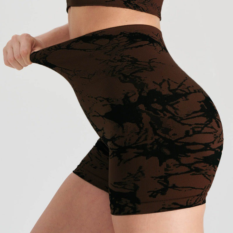 Pink Marble High-Waisted Athletic Shorts SShopoza