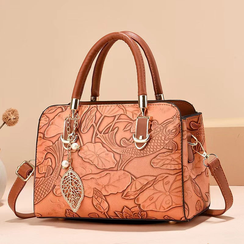 Elegant Embroidered Wave Handbag
