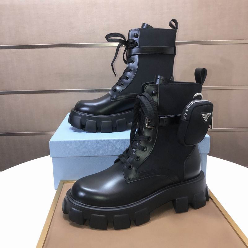 Prada Monolith Black Leather Chelsea Boots