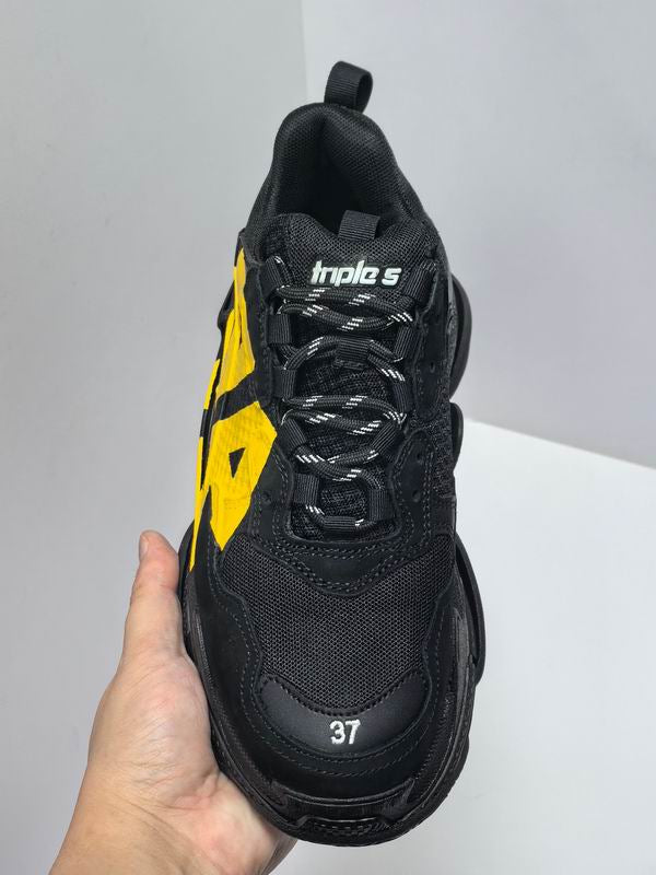 Balenciaga Triple S Sneaker – Black with Yellow BB Logo