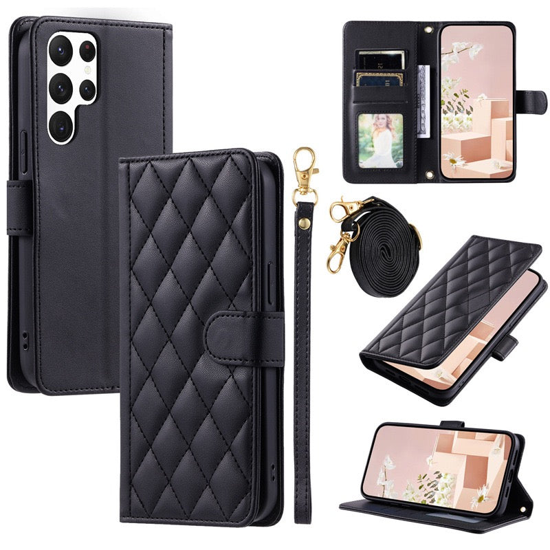 Suitable for Samsung S25Ultra Mobile Phone Leather Case Xiaoxiangfeng A17/A16 Card Flip Cover