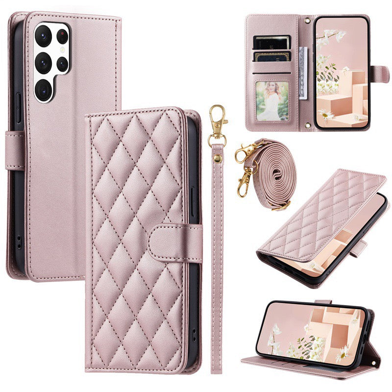 Suitable for Samsung S25Ultra Mobile Phone Leather Case Xiaoxiangfeng A17/A16 Card Flip Cover