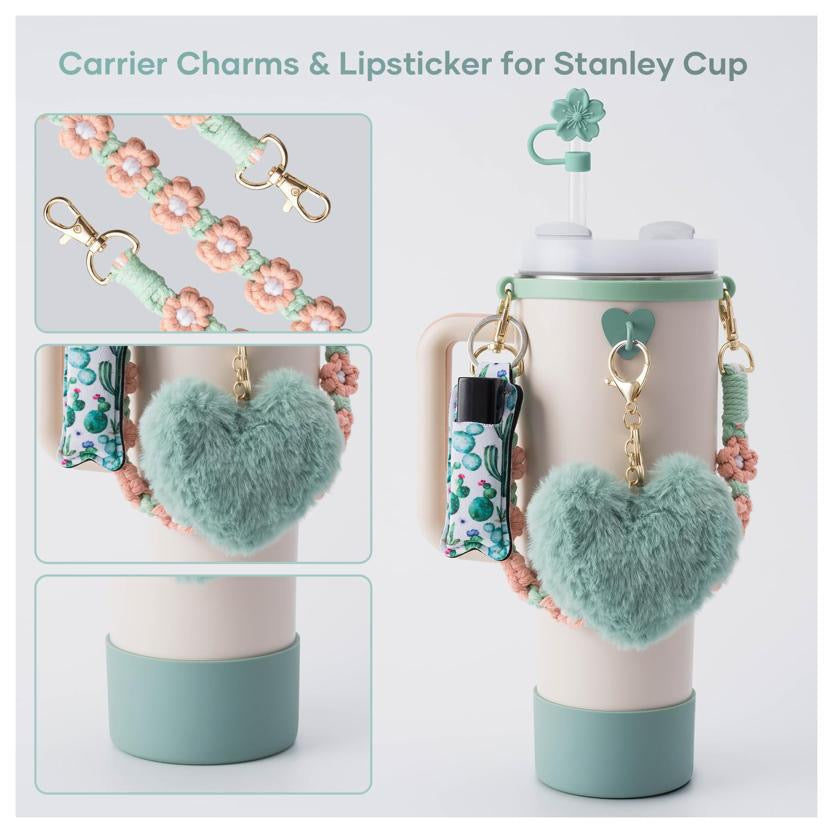 Pink & Floral Tumbler Accessory Set