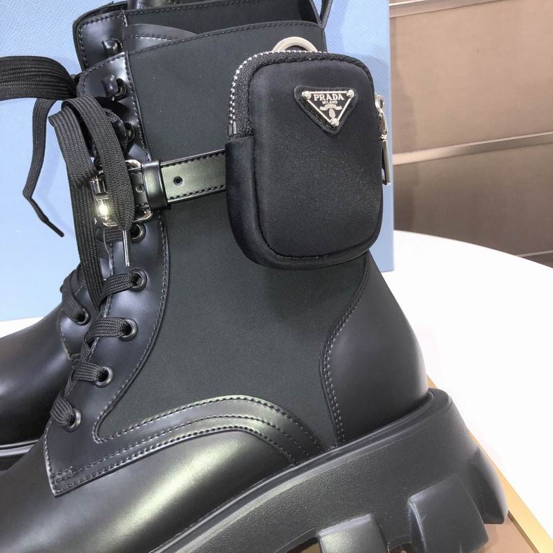 Prada Monolith Black Leather Chelsea Boots