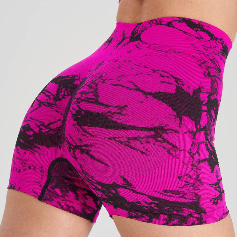Pink Marble High-Waisted Athletic Shorts SShopoza