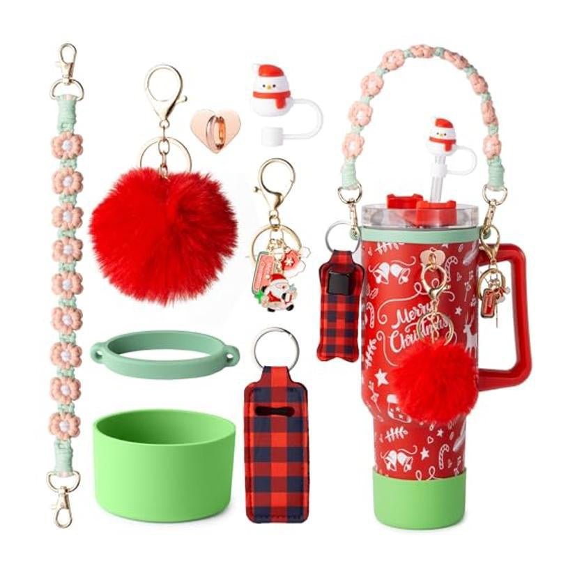 Pink & Floral Tumbler Accessory Set