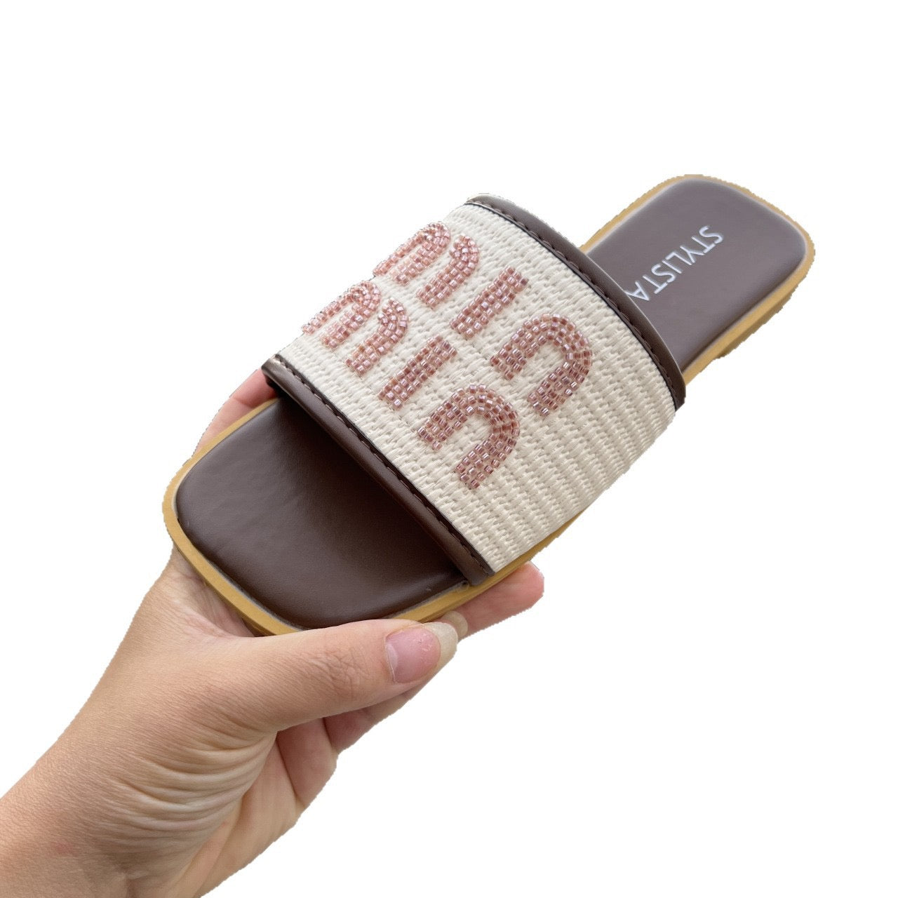 SYLISTA Woven Sandals with Beaded Strap