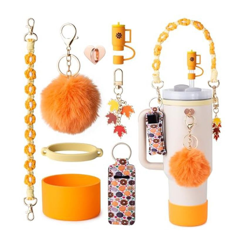Pink & Floral Tumbler Accessory Set