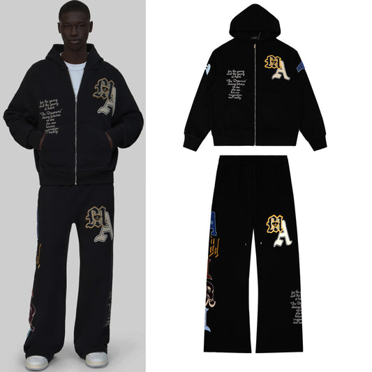 Amiri MA Patch Embroidered Black Tracksuit Set
